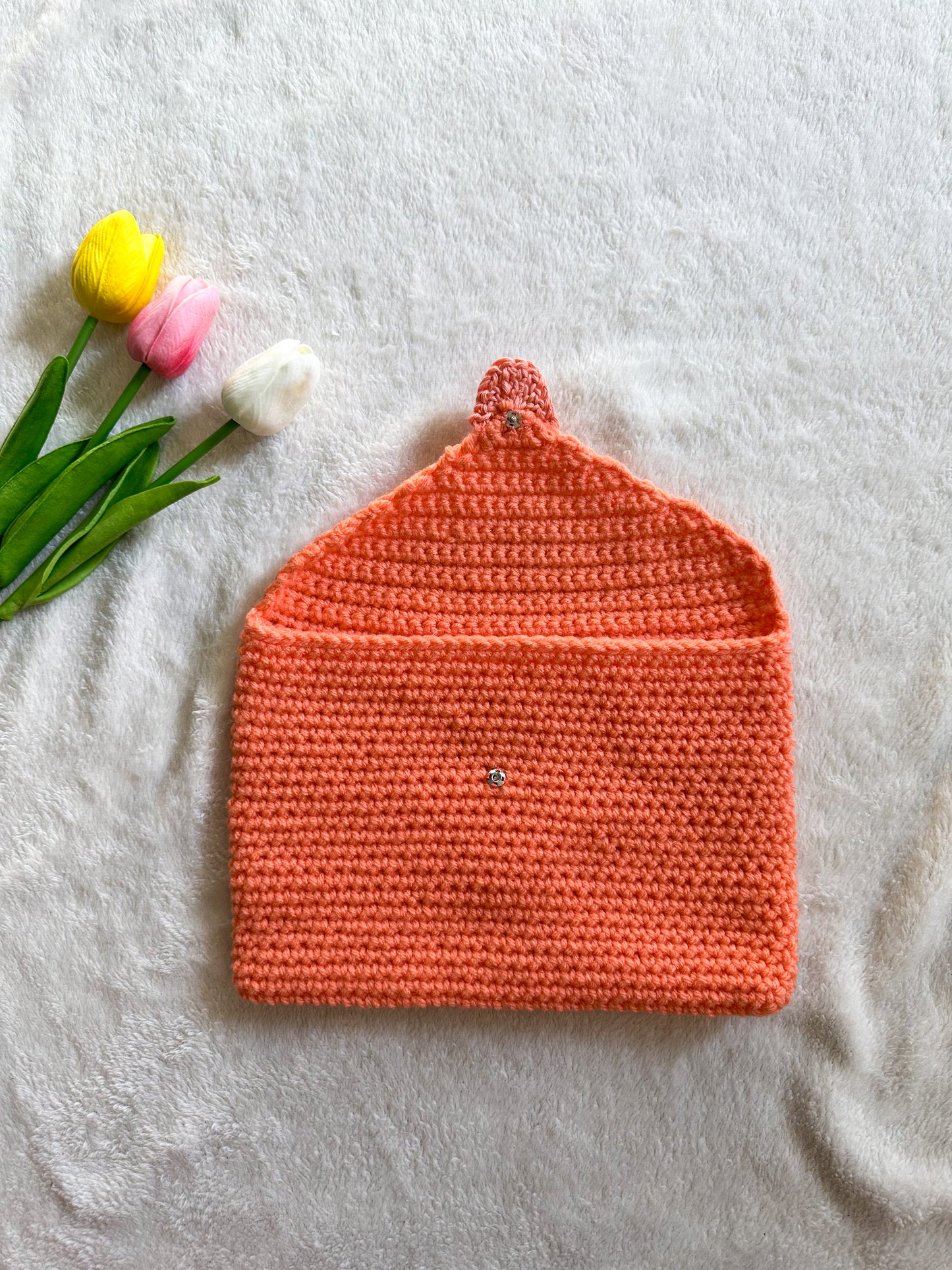 Handmade Crochet Love Letter Book Sleeve Envelope in Orange
