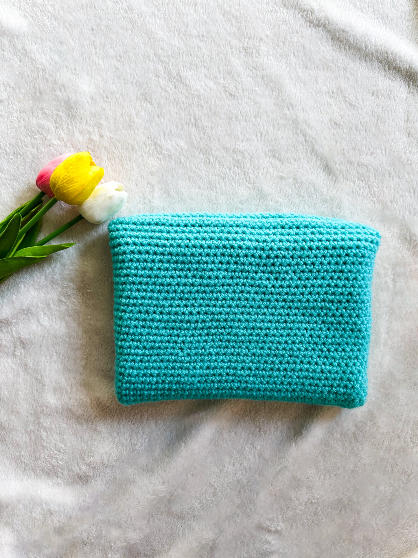 Handmade Crochet Love Letter Book Sleeve Envelope in Turquoise