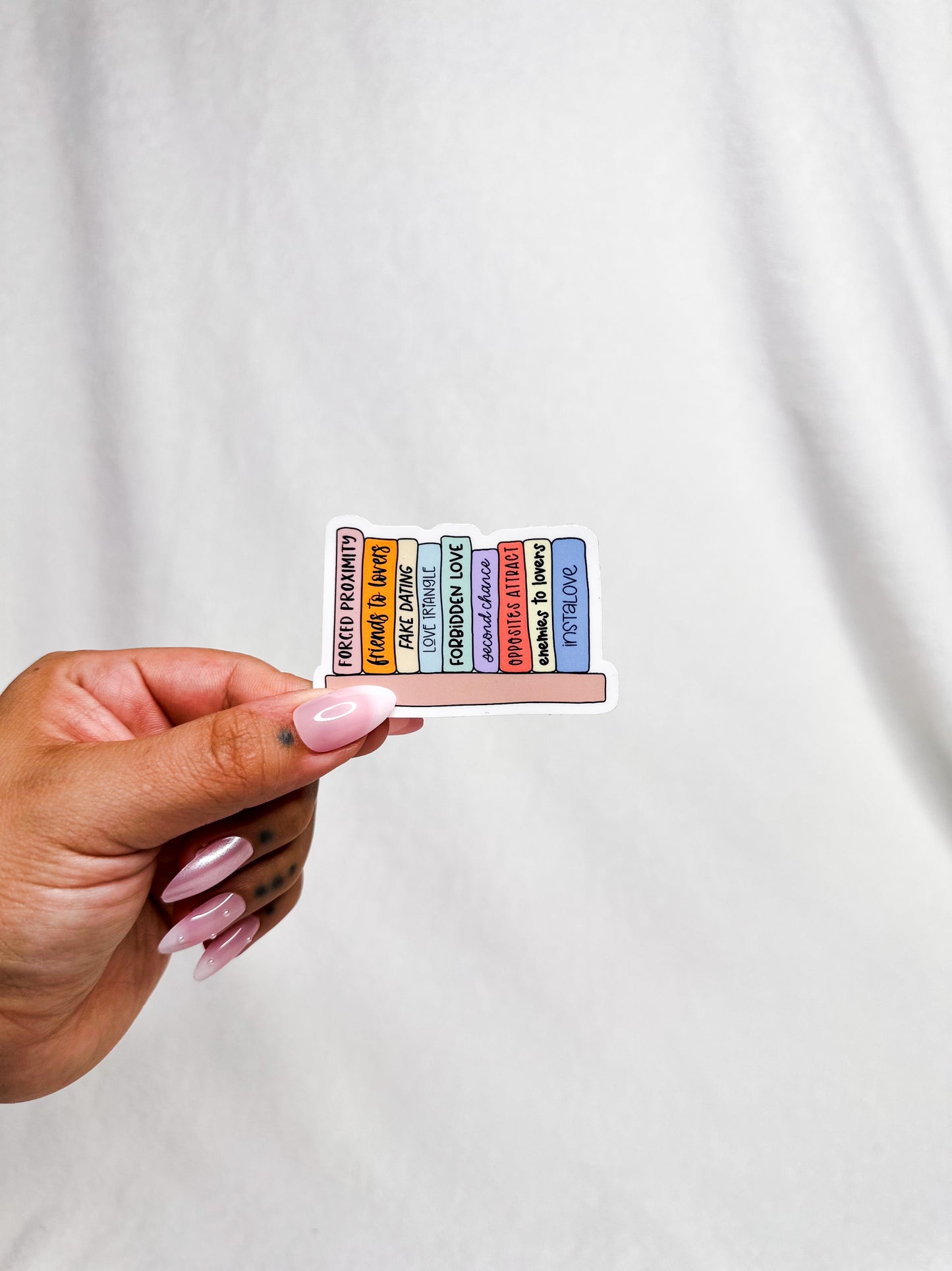 Shelf of Bookish Tropes Die Cut Sticker