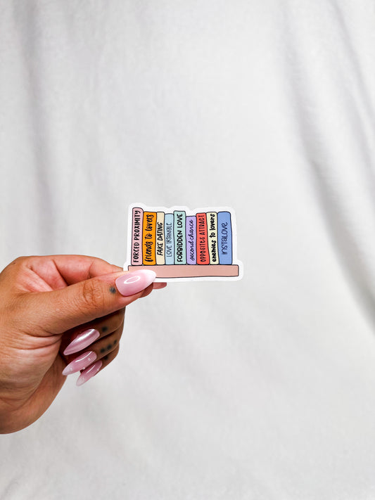 Shelf of Bookish Tropes Die Cut Sticker