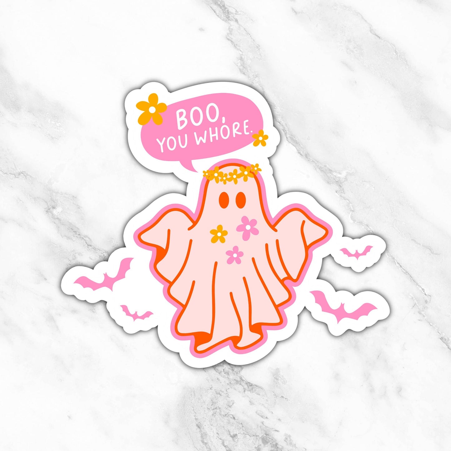 Boo You Whore Sticker, Spooky Season, Skeleton Sticker