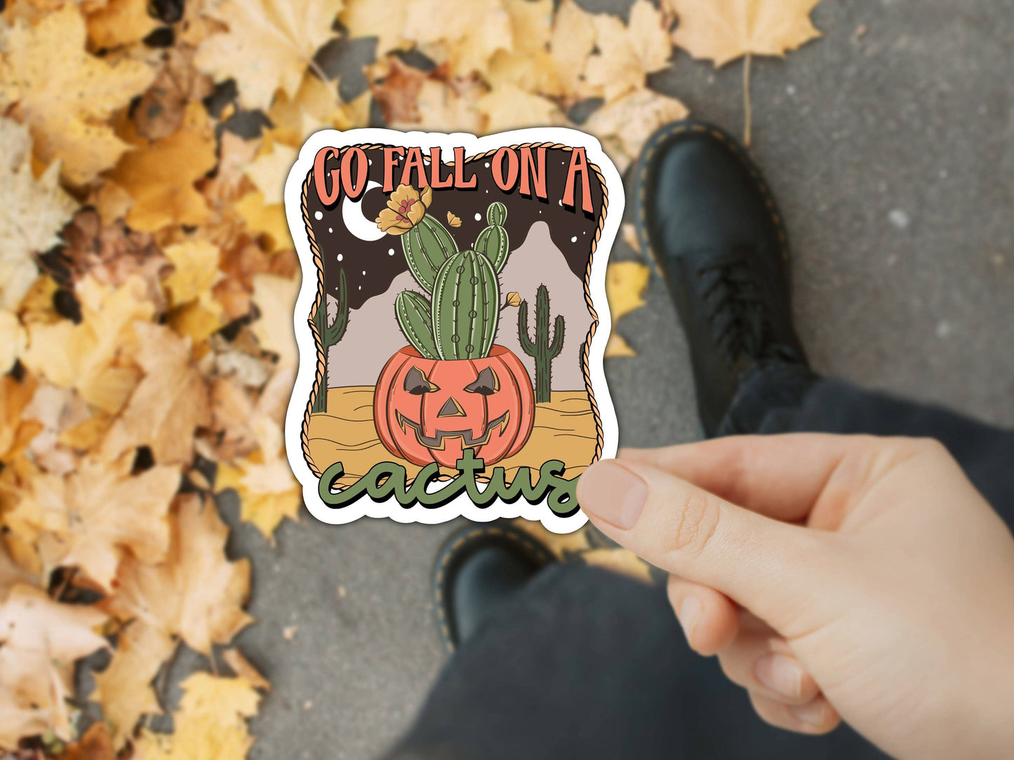 Go Fall On A Cactus Sticker, Waterproof Stickers, Motiv