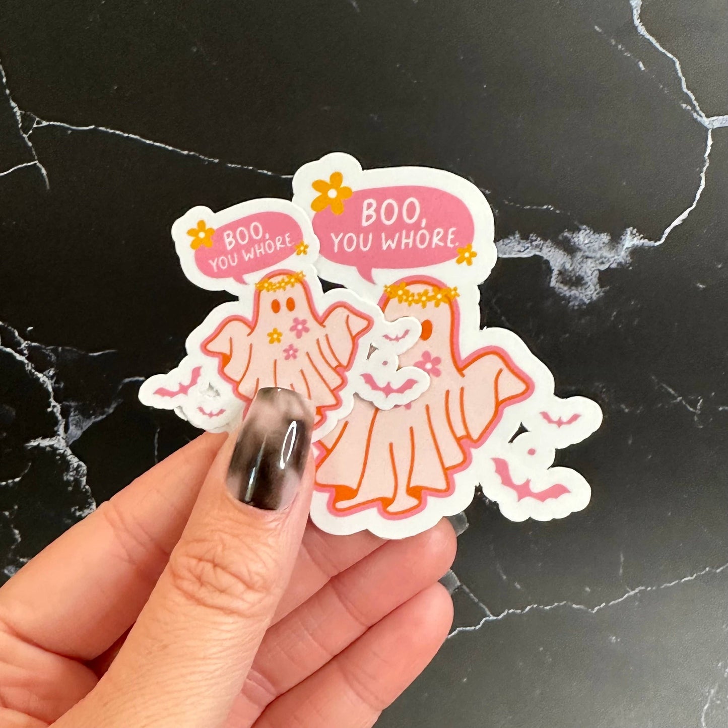 Boo You Whore Sticker, Spooky Season, Skeleton Sticker