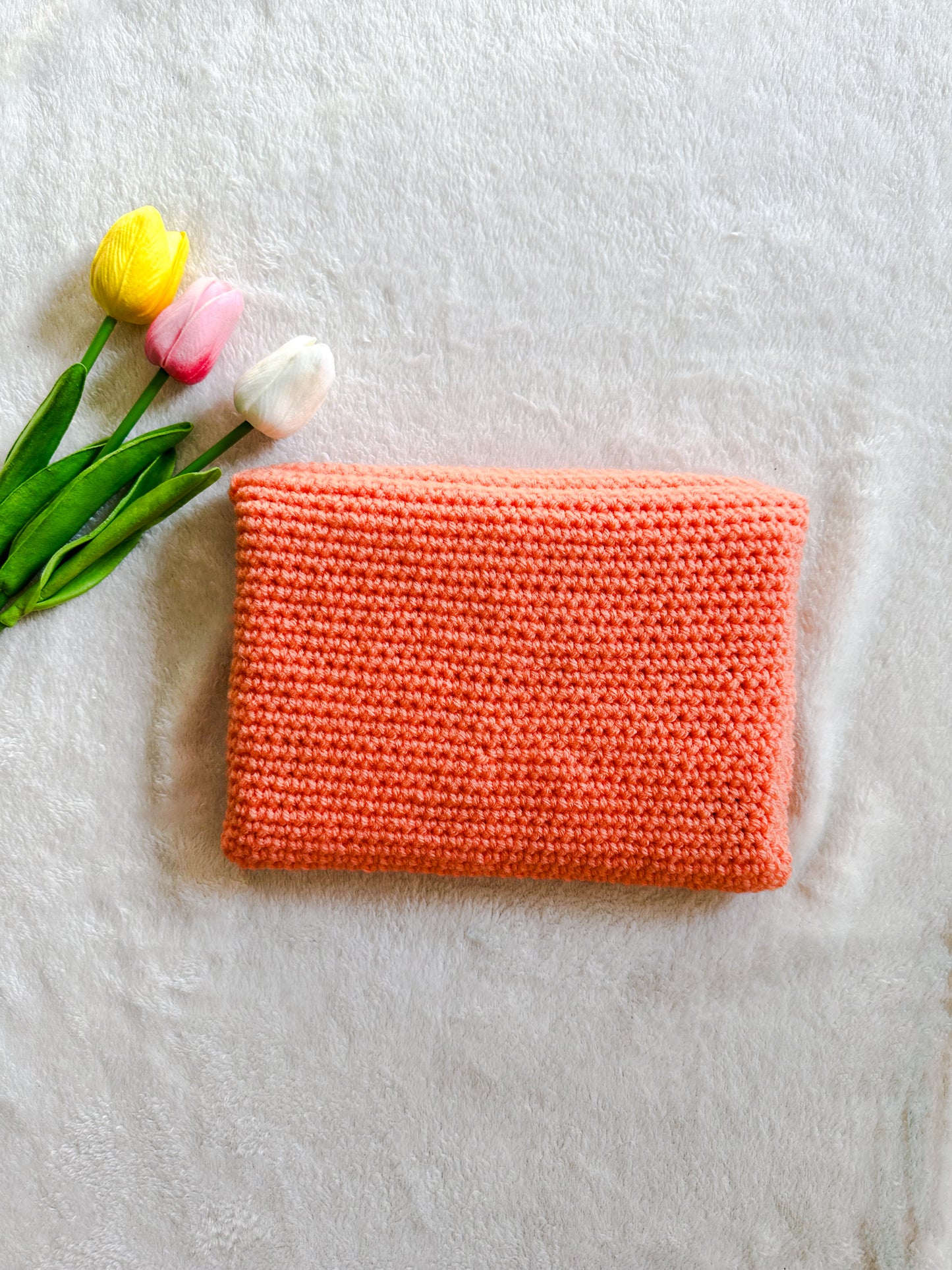 Handmade Crochet Love Letter Book Sleeve Envelope in Orange