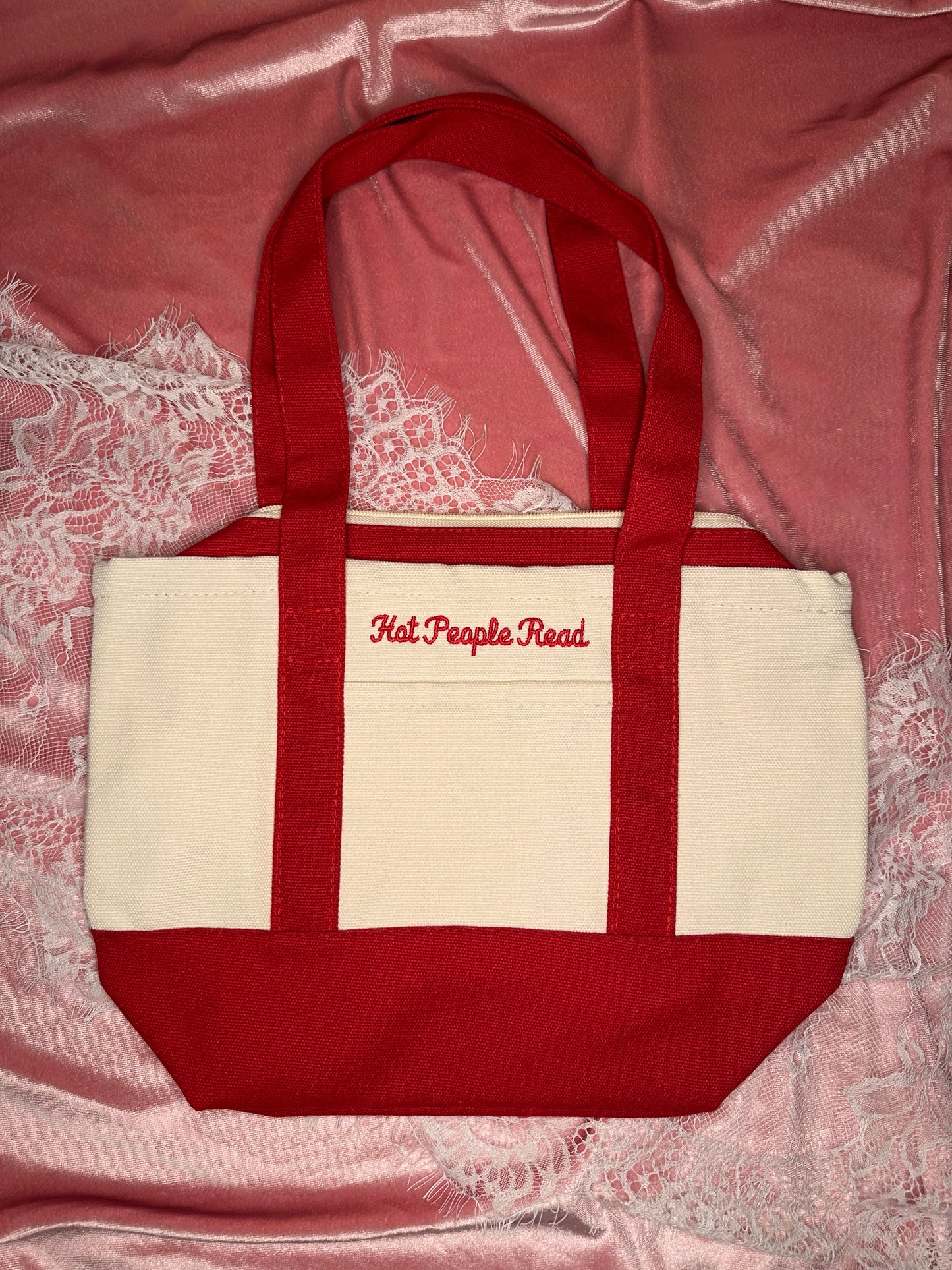 "Hot People Read" Mini Zipper Tote Bag
