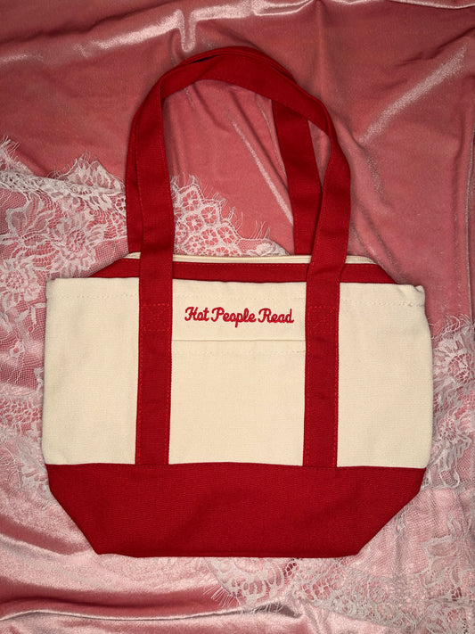 "Hot People Read" Mini Zipper Tote Bag