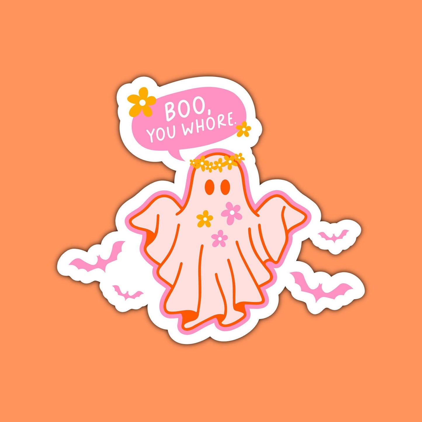 Boo You Whore Sticker, Spooky Season, Skeleton Sticker