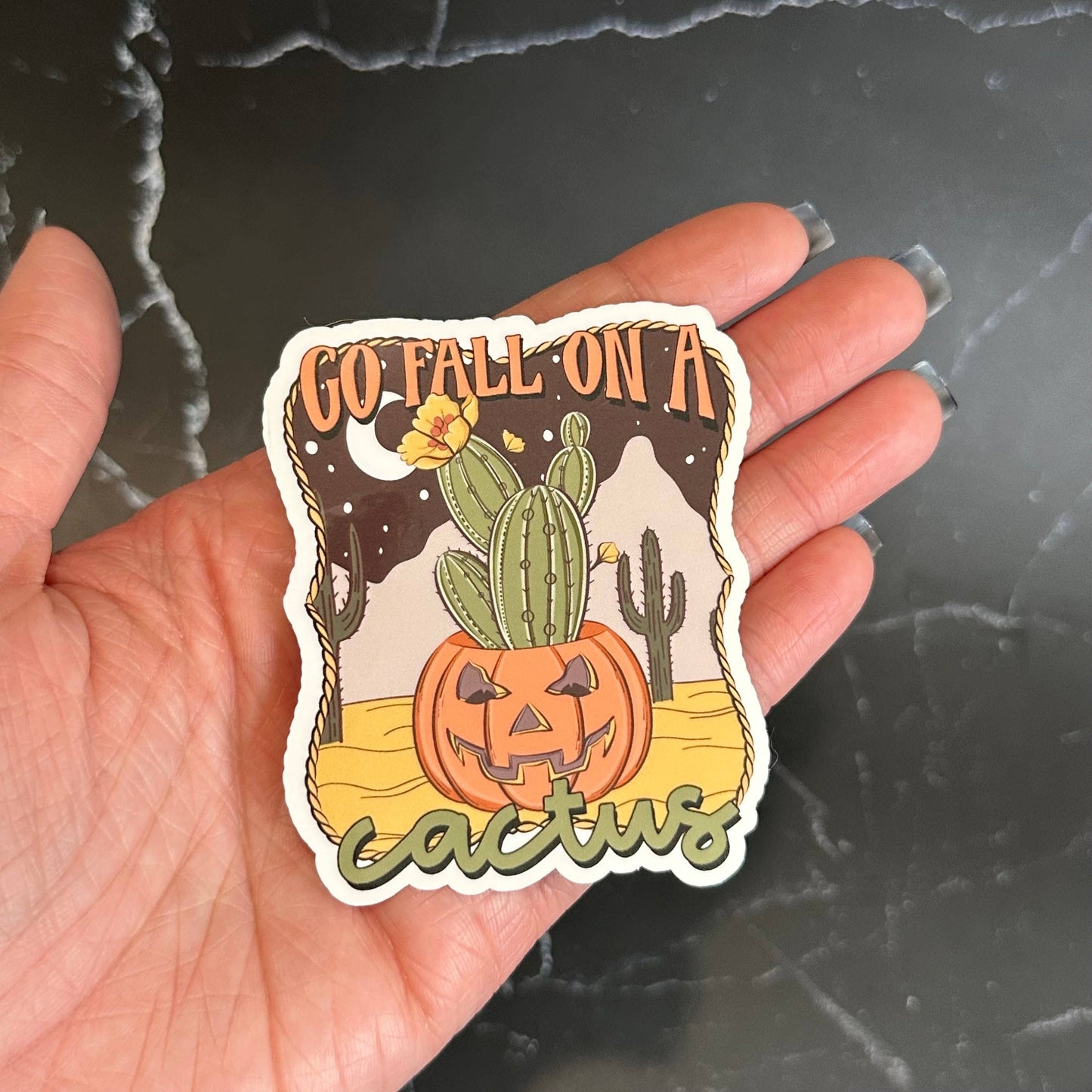 Go Fall On A Cactus Sticker, Waterproof Stickers, Motiv